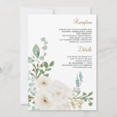 Ivory Floral Sage Green lekt alles in één bruiloft Kaart (Achterkant)