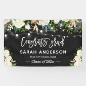 Ivory Floral String Lights Afstuderen Afstuderen Spandoek (Horizontaal)