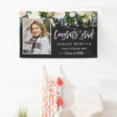 Ivory Floral String Lights Photo Afstuderen Spandoek (Insitu)