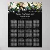 Ivory Floral String Lights Wedding Seating Chart Poster (Voorkant)