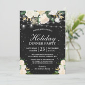 Ivory Floral String Lights Winter Holiday Party Kaart (Staand voorkant)