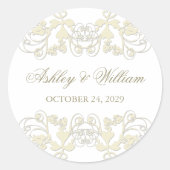 Ivory  Floral Vlaams Berichten Ronde Sticker (Voorkant)