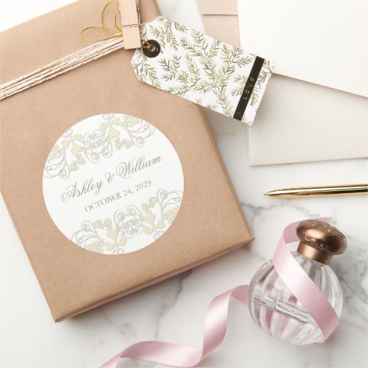 Ivory  Floral Vlaams Berichten Ronde Sticker (Geschenken)