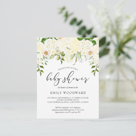 Ivory Floral Waterverf Baby shower Briefkaart (Staand voorkant)