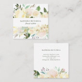 Ivory Floral Waterverf Vierkante Visitekaartje (Voorkant / Achterkant)