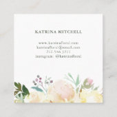 Ivory Floral Waterverf Vierkante Visitekaartje (Achterkant)