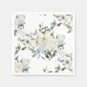 Ivory Floral Waterverf Wedding Napkin Servet (Voorkant)