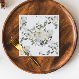Ivory Floral Waterverf Wedding Napkin Servet