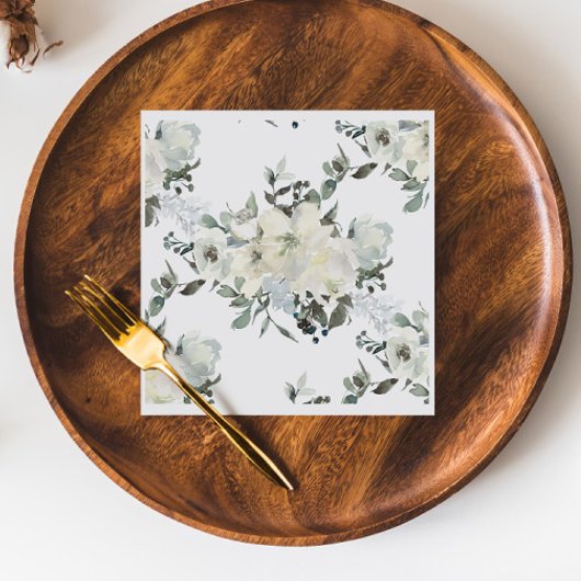 Ivory Floral Waterverf Wedding Napkin Servet
