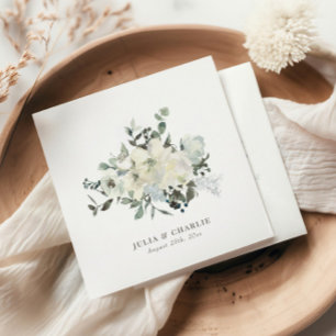 Ivory Floral Waterverf Wedding Napkin Servet