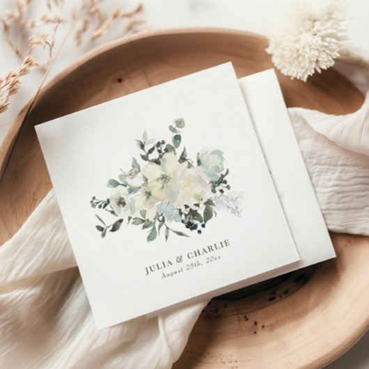 Ivory Floral Waterverf Wedding Napkin Servet