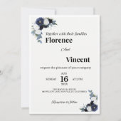 Ivory Floral Wedding Invitation Kaart (Voorkant)
