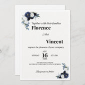 Ivory Floral Wedding Invitation Kaart (Voorkant / Achterkant)
