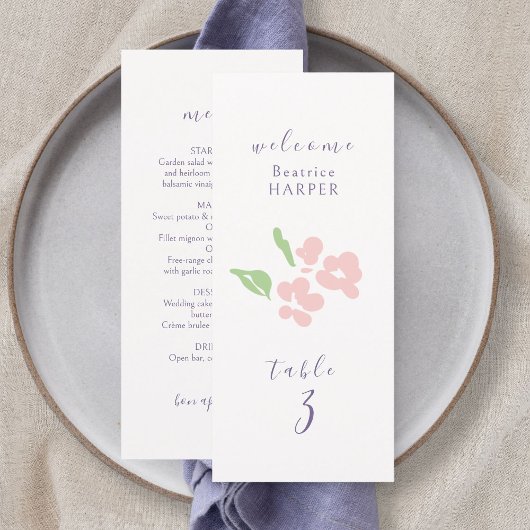Ivory | Floral Wedding Table number Combo Flat  Menu