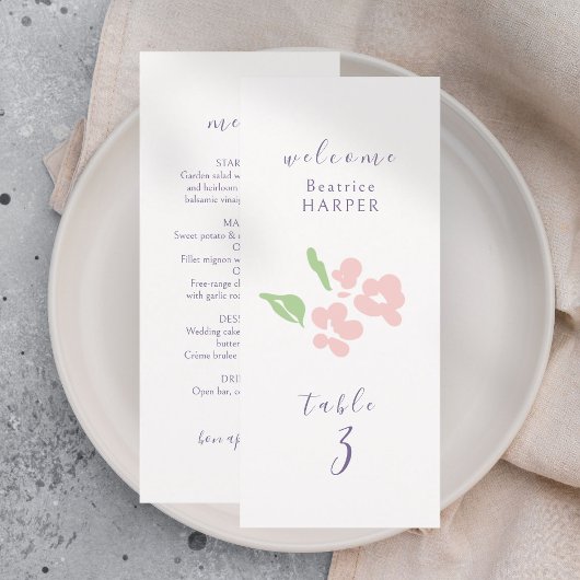Ivory | Floral Wedding Table number Combo Flat  Menu
