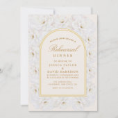 Ivory Floral with Gold Arch Fram rehearsal dinner Kaart (Voorkant)