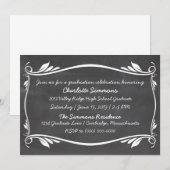 Ivory Flourish Chalkboard Afstuderen Invite Kaart (Voorkant / Achterkant)