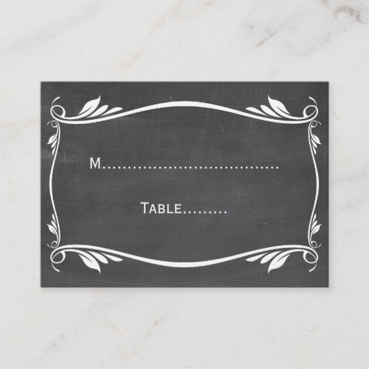 Ivory Flourish Chalkboard Place Card Plaatskaartje (Voorkant)