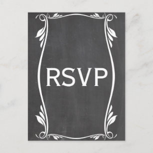 Ivory Flourish Chalkboard RSVP Briefkaart