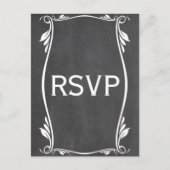 Ivory Flourish Chalkboard RSVP Briefkaart (Voorkant)