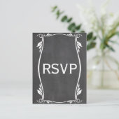 Ivory Flourish Chalkboard RSVP Briefkaart (Staand voorkant)