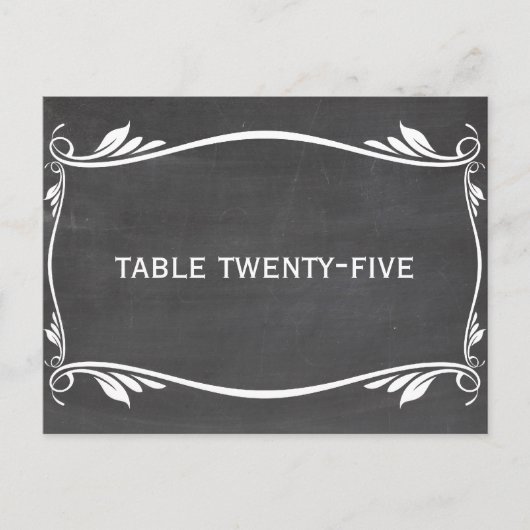 Ivory Flourish Chalkboard Table Number Briefkaart (Voorkant)