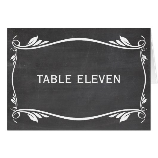 Ivory Flourish Chalkboard Table Number Kaart (Voorkant Horizontaal)