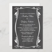 Ivory Flourish Chalkboard Wedding Invite Kaart (Voorkant / Achterkant)