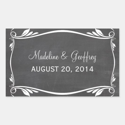 Ivory Flourish Chalkboard Wedding Stickers (Voorkant)