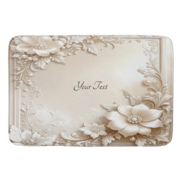 Ivory Flowers Bath Mat