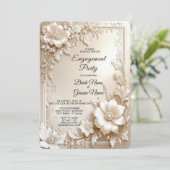 Ivory Flowers Engagement Invitation Kaart (Staand voorkant)