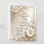 Ivory Flowers Engagement Invitation Kaart (Voorkant)