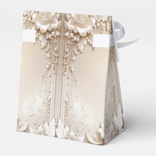 Ivory Flowers Favor Box Bedankdoosjes (Achterkant)