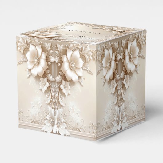 Ivory Flowers Favor Box Bedankdoosjes (Voorkant Zijde)