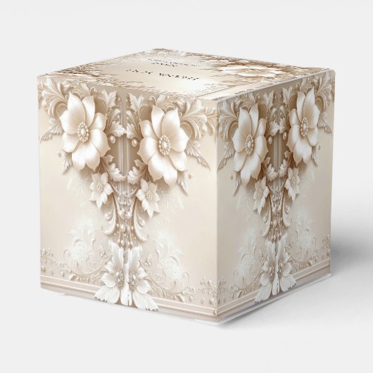 Ivory Flowers Favor Box Bedankdoosjes (Achterkant)