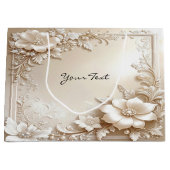 Ivory Flowers Gift Bag Groot Cadeauzakje (Voorkant)