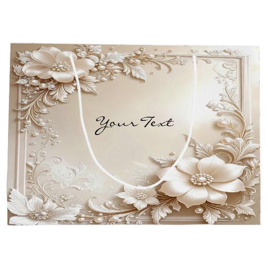 Ivory Flowers Gift Bag Groot Cadeauzakje (Achterkant)