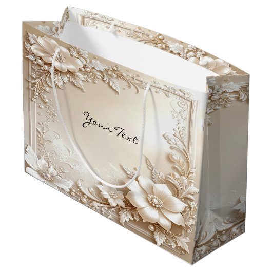 Ivory Flowers Gift Bag Groot Cadeauzakje (Achterkant Gekanteld)