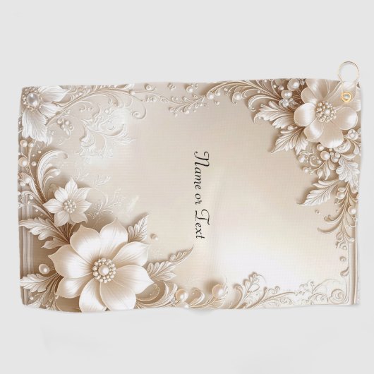 Ivory Flowers Golf Towel Golfhanddoek (Horizontaal)