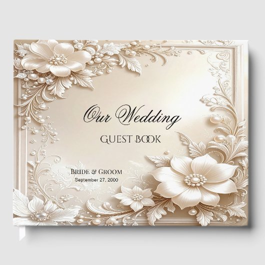 Ivory Flowers Guest Book Gastenboek (Voorkant)