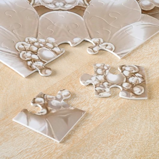 Ivory Flowers Jigsaw Puzzle Legpuzzel (Zijkant)