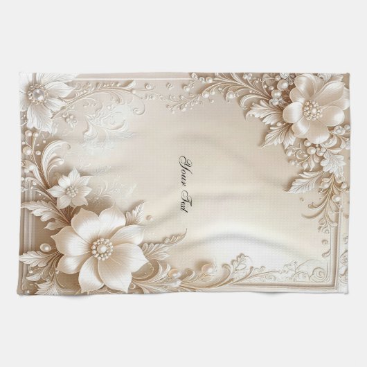 Ivory Flowers Kitchen Towel Theedoek (Horizontaal)
