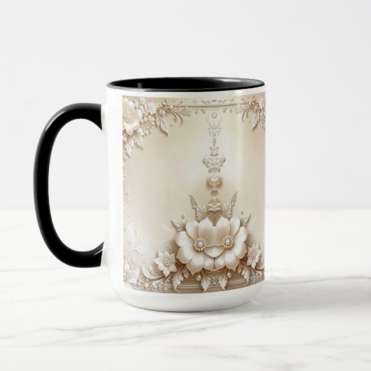 Ivory Flowers Mug Mok (Links)