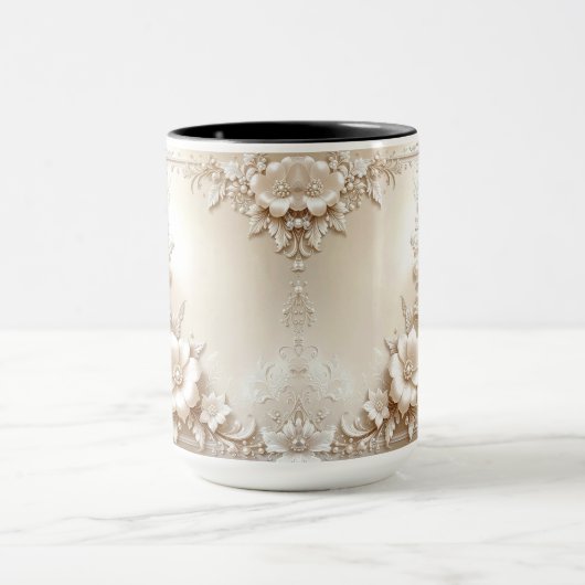 Ivory Flowers Mug Mok (Midden)