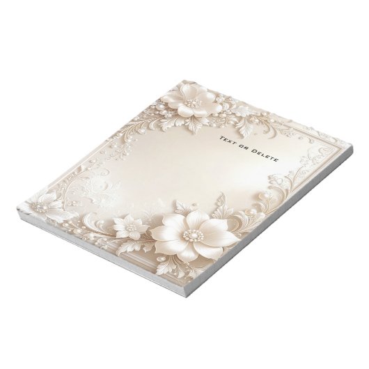 Ivory Flowers Notepad Notitieblok (Linkerzijde)