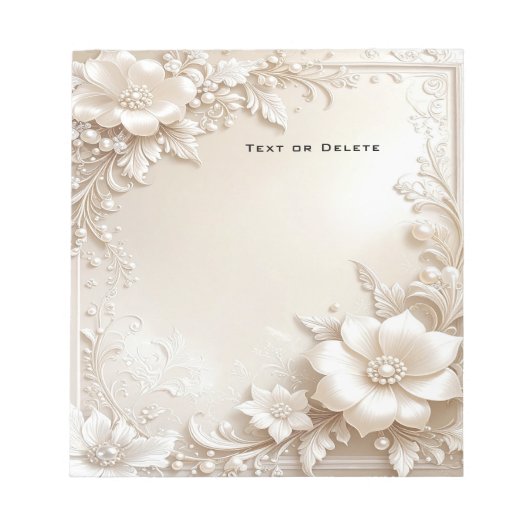 Ivory Flowers Notepad Notitieblok (Voorkant)