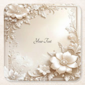 Ivory Flowers Paper Coaster Kartonnen Onderzetters (Voorkant)