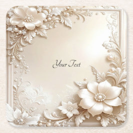 Ivory Flowers Paper Coaster Kartonnen Onderzetters