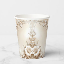 Ivory Flowers Paper Cups Papieren Bekers