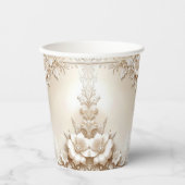 Ivory Flowers Paper Cups Papieren Bekers (Voorkant)
